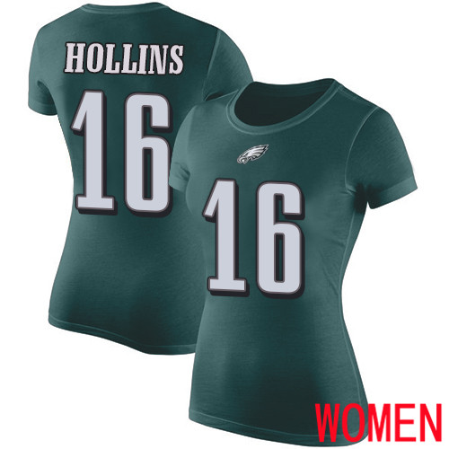 Women Philadelphia Eagles #16 Mack Hollins Green Rush Pride Name and Number NFL T Shirt